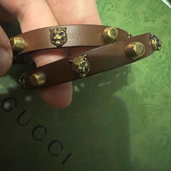 Brand new Gucci Feline Head Studded Double Wrap Bracelet - Picture 6 of 8